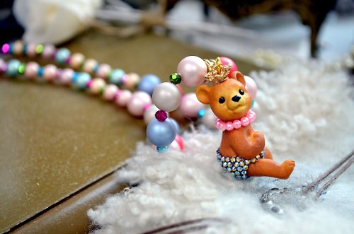 TIMBEE LO shop 小熊娃娃彩色珍珠項鍊 施華洛水晶小褲褲 貝殼珍珠
