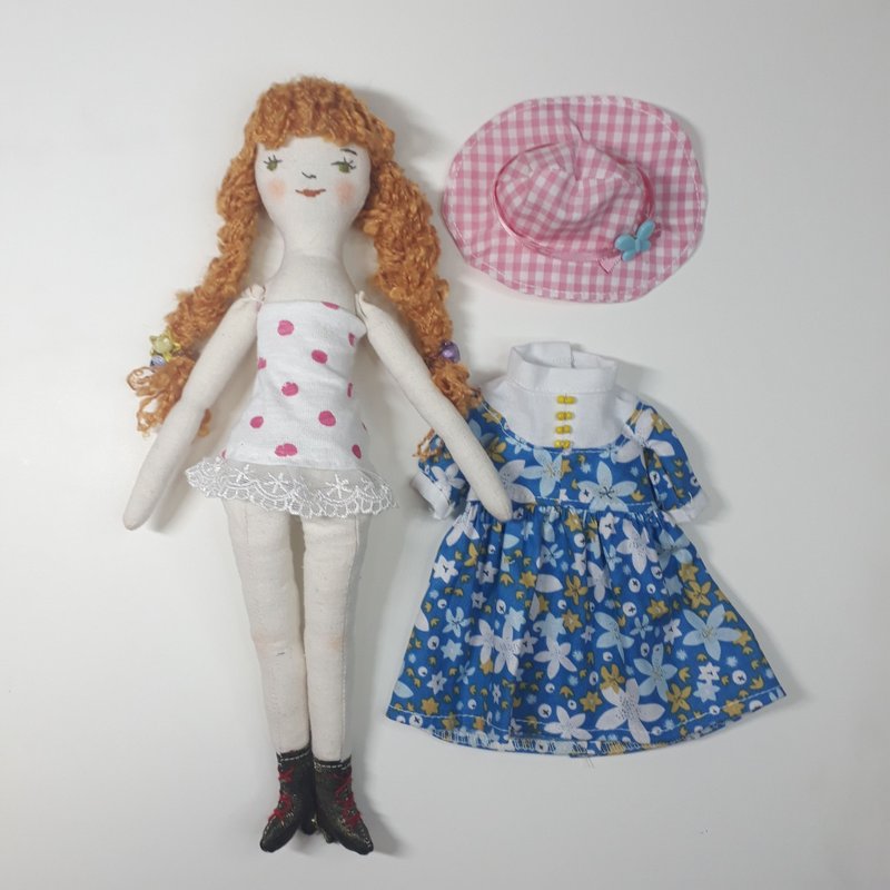 Dress up doll blue dress doll  doll gifrs - 玩偶/公仔 - 棉．麻 多色