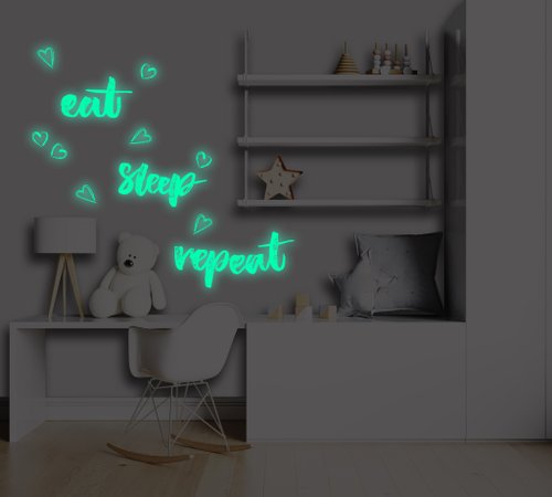 Quickfilm QuickFilm 靜電無痕夜光牆貼 (Eat Sleep Repeat)