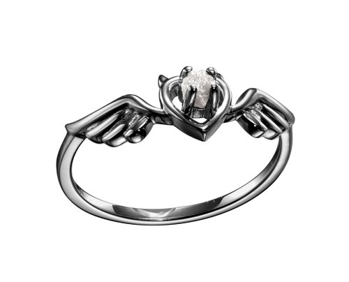 Majade Jewelry Design 天使鑽石戒指 鑽石原石翅膀戒指 天使之翼鑽戒 鑽胚紋身刺青女戒