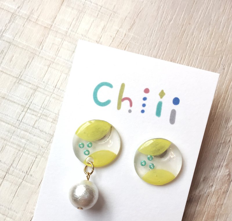 Lemon Pearl Clip-on/Pin Earrings