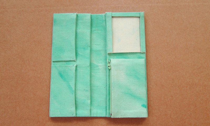 (Graduation gift pre-sale) AQUA GREEN hand-stained waterproof clip (free electric burn English Oh) - Wallets - Other Materials Green