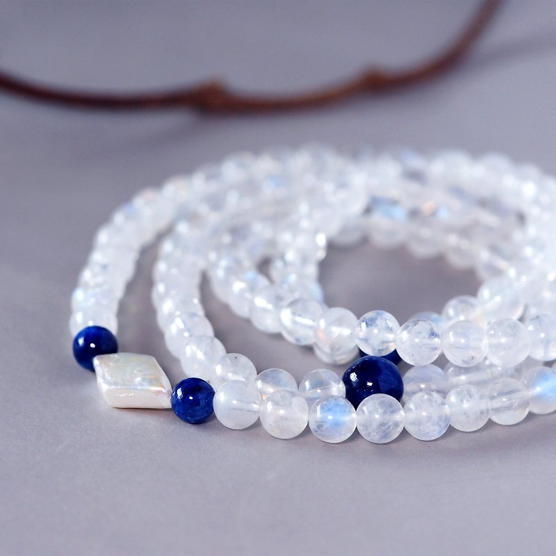 5A Blue Moonstone-Kyanite-108 Rosary Bead Crystal Bracelets - Bracelets - Crystal White
