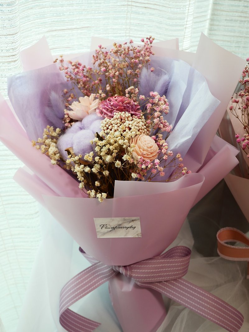 Flower daily pink purple love dry flower bouquet is the color of love - ตกแต่งต้นไม้ - พืช/ดอกไม้ 