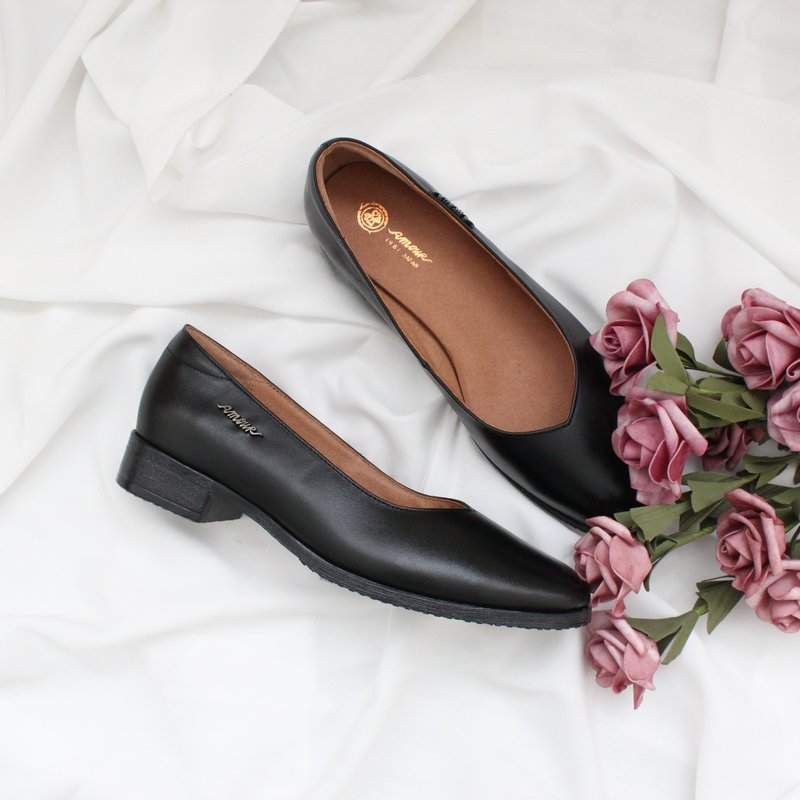 【氣質優雅】MIT氣質淑女鞋。真皮。經典黑7815 - 高跟鞋/跟鞋 - 真皮 黑色