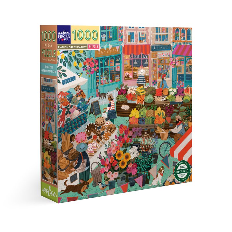 eeBoo 1000片拼圖 - English Green Market 英國農夫市集 - 拼圖 - 紙 綠色