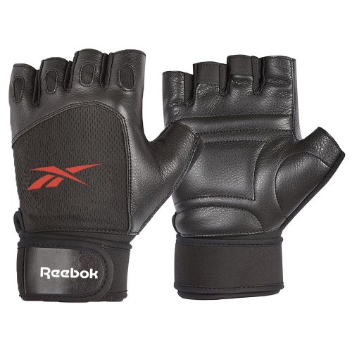 Reebok Fitness 臺灣總代理 【Reebok】Lifting Gloves 短指皮革舉重手套 - Black/Red