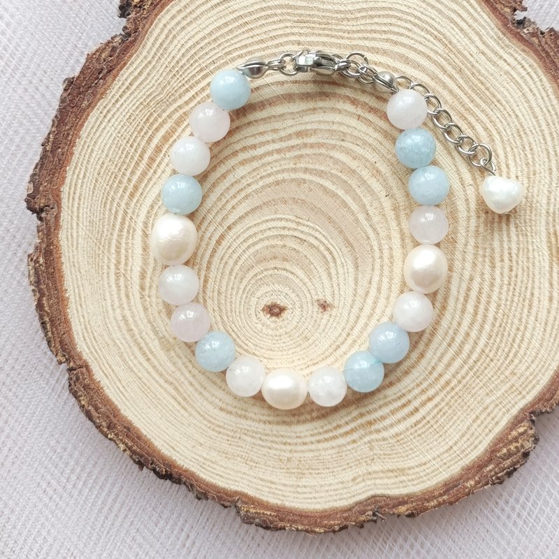 | Stone mineral bracelet | Stone, freshwater pearls | - สร้อยข้อมือ - เครื่องประดับพลอย หลากหลายสี