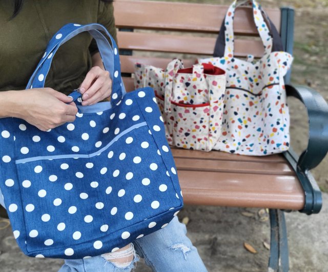 KEYMISERY☆Reversible Dot Tote Bag Polka Dot Reversible Tote Bag - Shop jclove Handbags & Totes