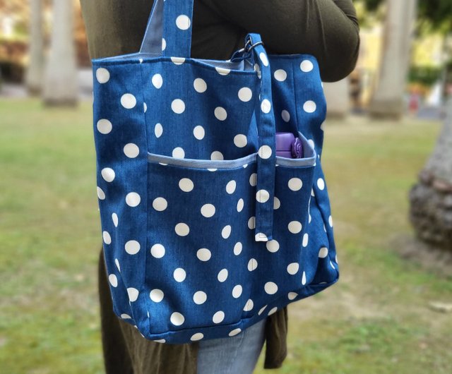 KEYMISERY☆Reversible Dot Tote Bag Polka Dot Reversible Tote Bag - Shop jclove Handbags & Totes