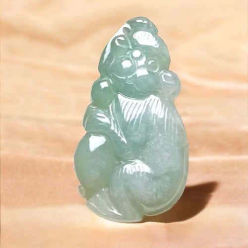 瓔珞翡翠 【好彩頭】冰種飄綠翡翠猴子項鍊 | 天然緬甸玉A貨翡翠 | 送禮