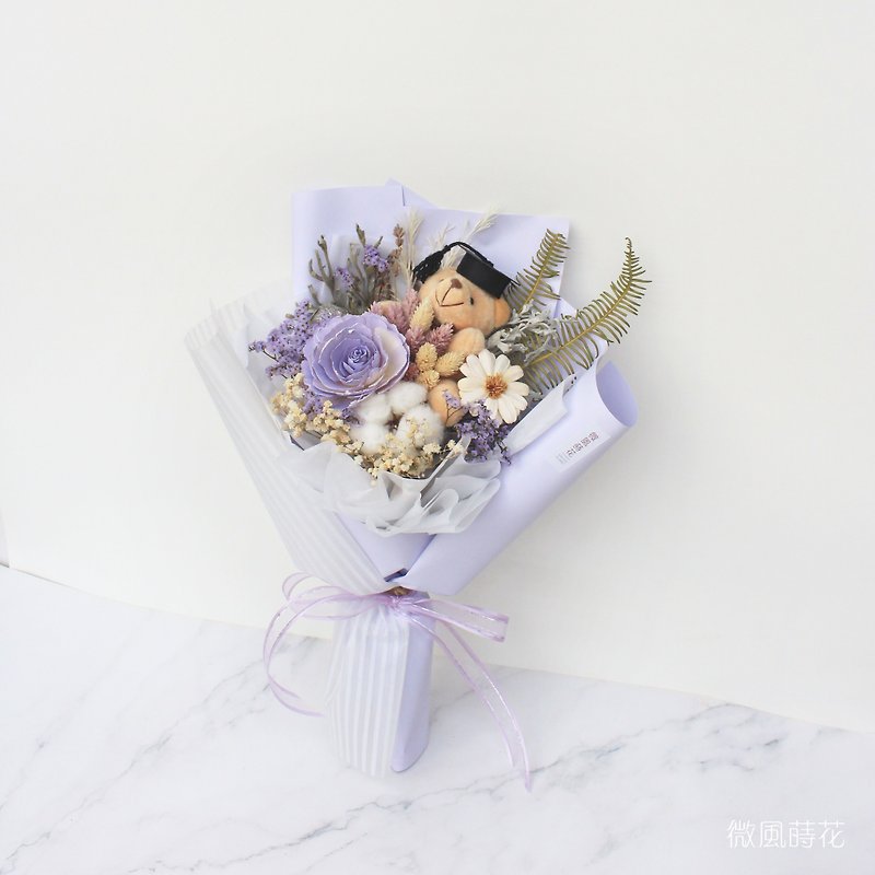 [Elegance] Purple graduation bouquet/dried bouquet/little bear bouquet - Dried Flowers & Bouquets - Plants & Flowers Purple