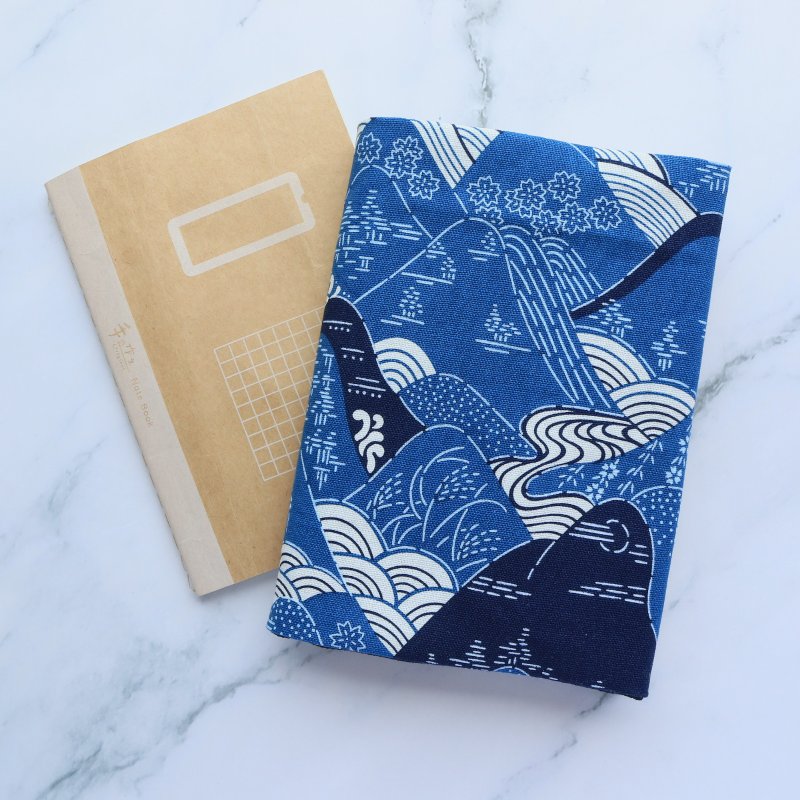 [Baiyue] Cloth Book Clothes Book Clothes Adjustable A5/A6/B6/20K/16K/A4 - Book Covers - Cotton & Hemp Blue