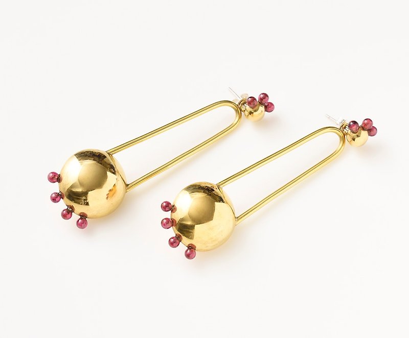 CP135 (garnet) - Earrings & Clip-ons - Other Metals Gold