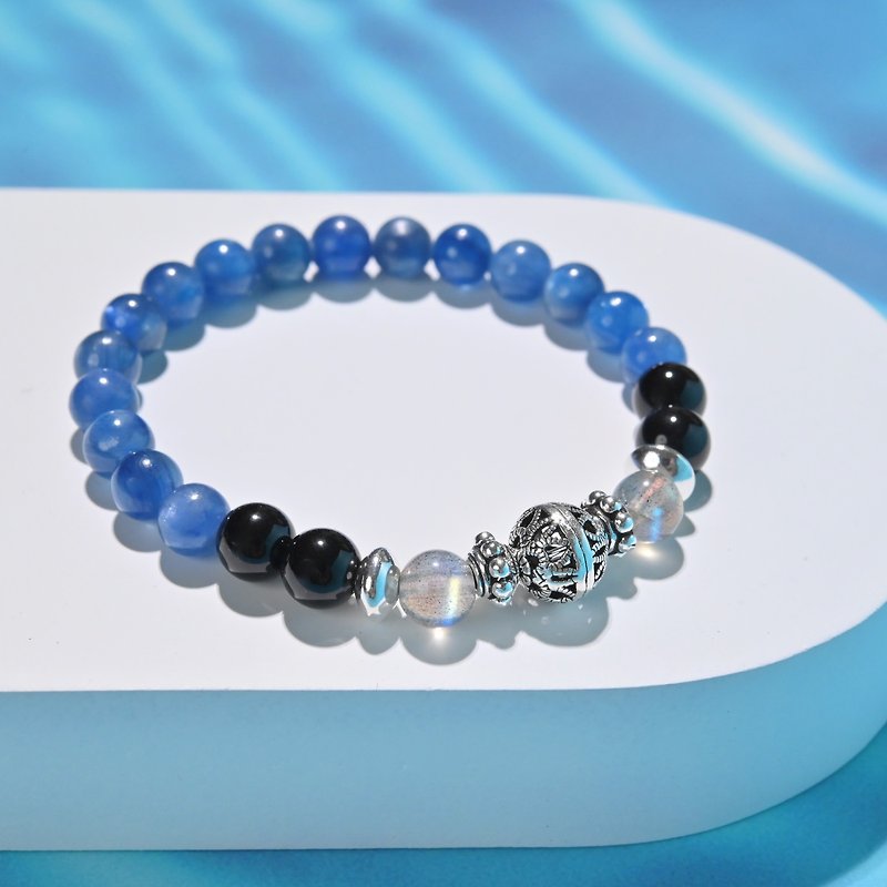Dazzling Star- Stone*Black Agate*Labradorite Children's Bracelet/Handmade Beads - สร้อยข้อมือ - เครื่องเพชรพลอย หลากหลายสี