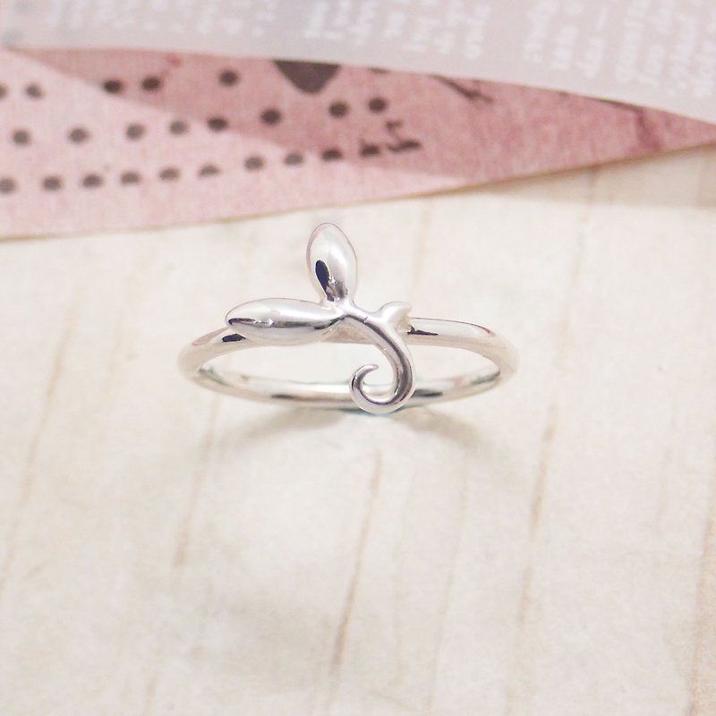 【比法一生】純銀戒指—小豆苗 純銀925手作飾品 - 戒指 - 銀 銀色