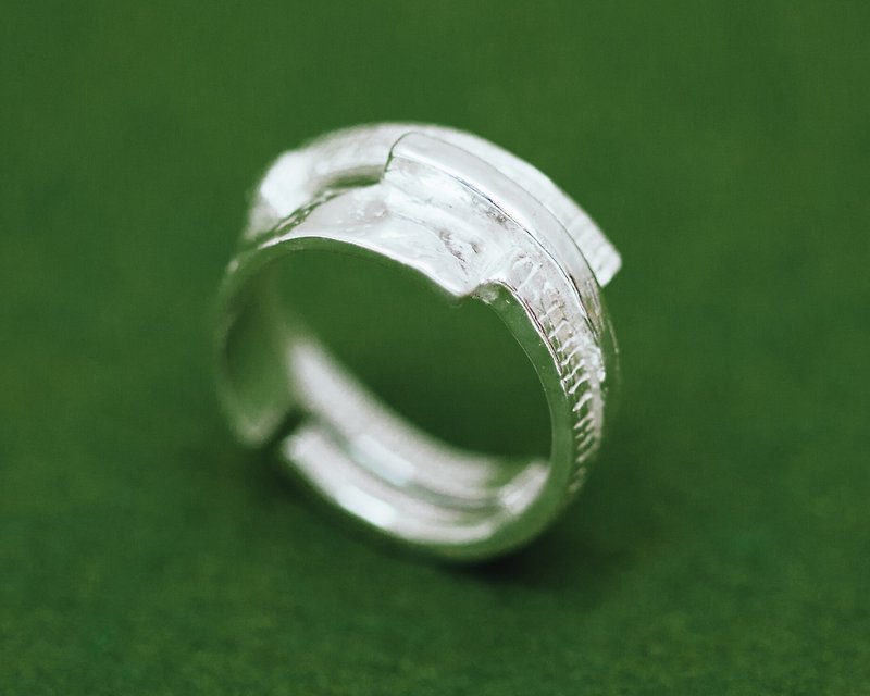 Texture ring - La Terre - Pattern ring - Band ring - Organic design - แหวนทั่วไป - เงิน สีเงิน