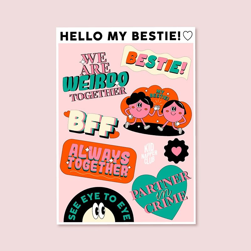 Hello my bestie, decorative stickers, size A6 - Stickers - Paper 