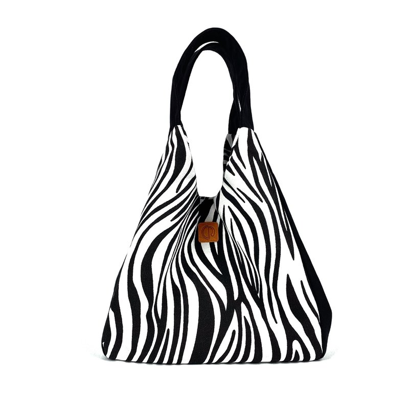 CindeRachel's new free kick design Japanese style handbag / portable lunch bag Zebra series - กระเป๋าถือ - ผ้าฝ้าย/ผ้าลินิน สีดำ