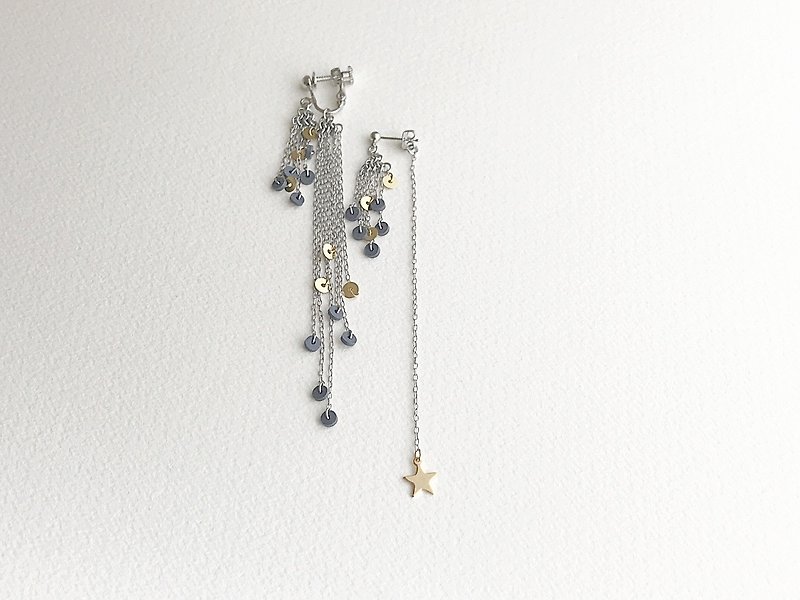 星に願いを Clip-on earrings or Pierced earrings - 耳環/耳夾 - 橡膠 銀色