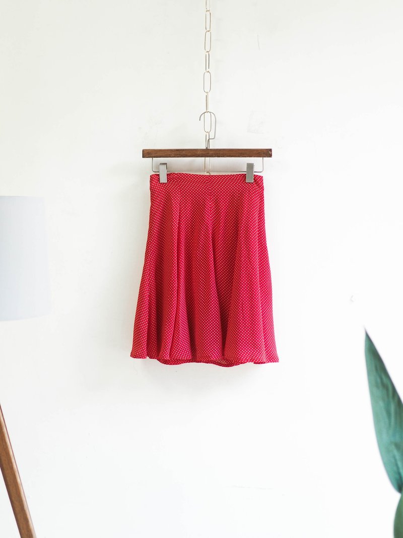 艷色純紅青春水玉小白點點 古董垂墜紡紗A字包裙 紗裙 skirt - 裙子/長裙 - 聚酯纖維 紅色