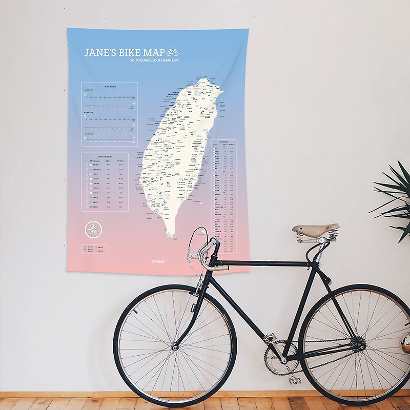 [Valentine&#39;s Day Gift Box/Customized Gift] Taiwan Cycling Map - Exclusive Custom Hanging Cloth. Quartz powder