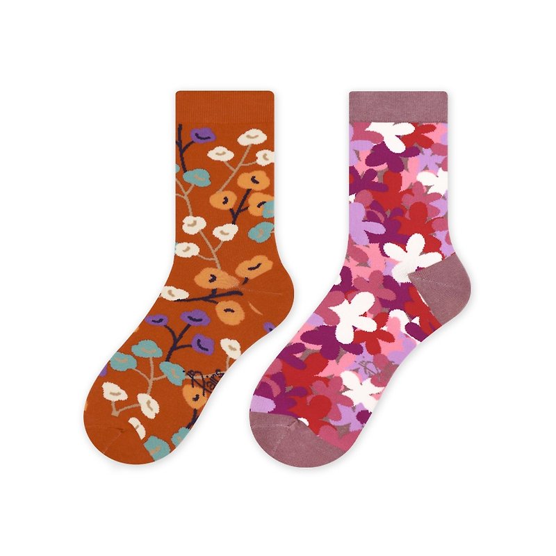 【in Pairs】Flower World | Socks - Socks - Cotton & Hemp Multicolor