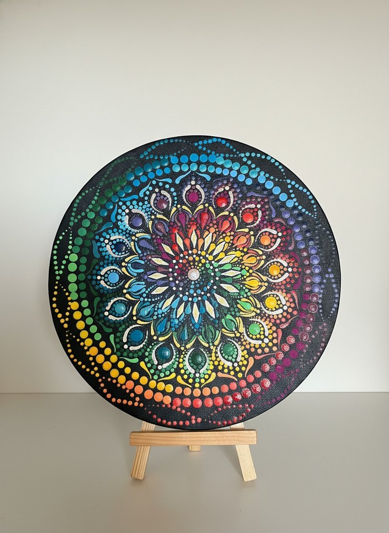 脈輪彩虹 點點曼陀羅畫 - 擺飾/家飾品 - 紙 多色