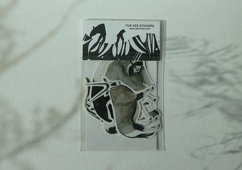 手描きステッカー/白黒動物シリーズ（7種類セット*） - シール - 紙 ホワイト