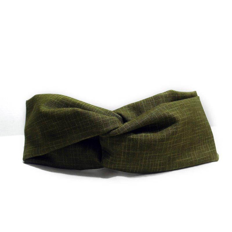 Matcha powder Japanese cloth cross headband - Headbands - Cotton & Hemp Green