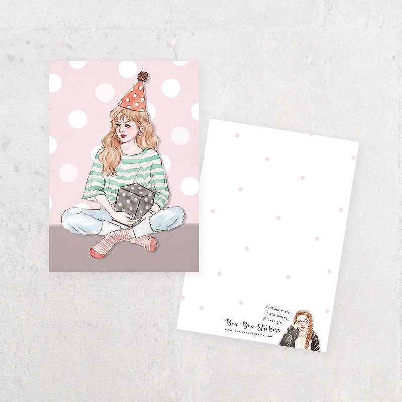 Illustration postcard - gift girl - Cards & Postcards - Paper 