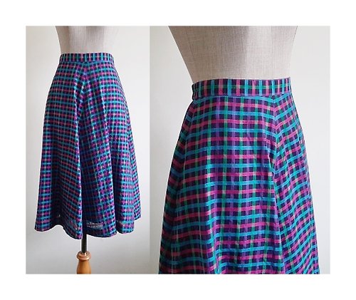 PaiissaraEveryday Vintage Blue Pink Check Skirt
