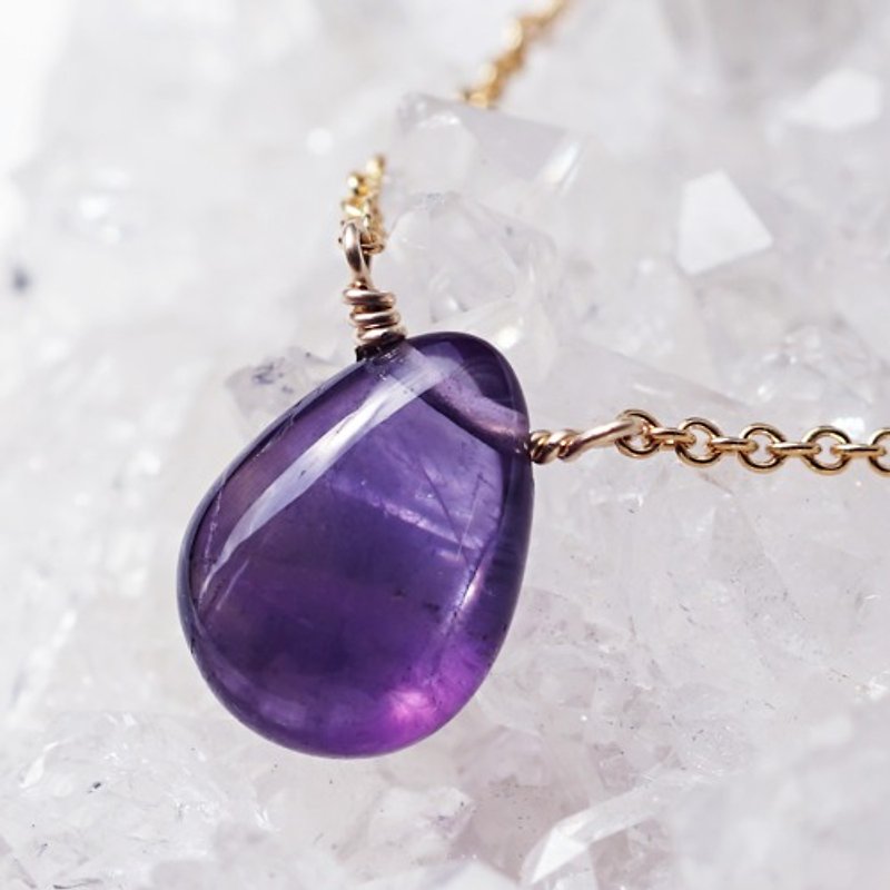 Superb color! Amethyst plain pear shape cut necklace Kimberly - Necklaces - Gemstone Purple