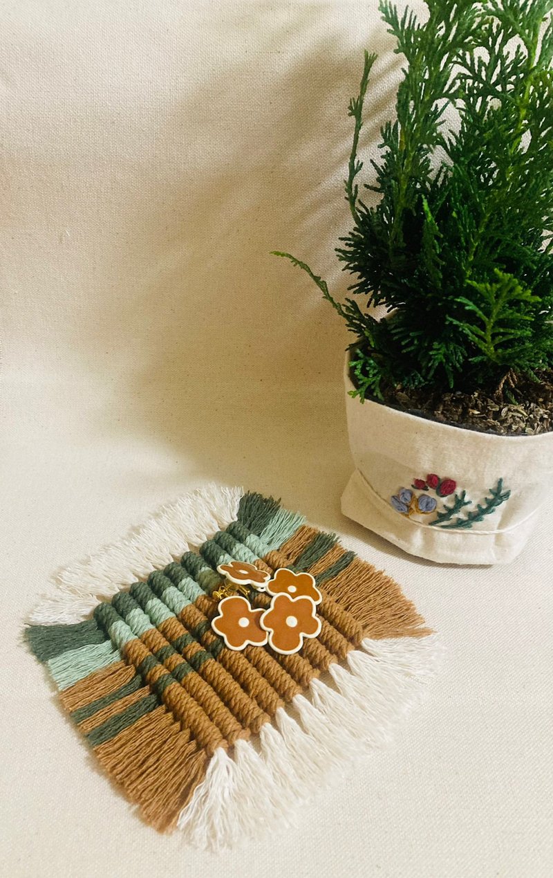 Mother Earth - Macramé Square Handmade Coasters - Coasters - Cotton & Hemp 