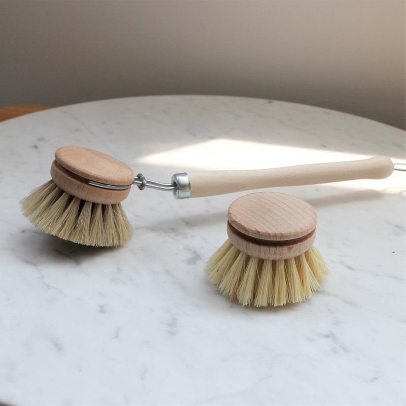 Interchangeable round dish brush - ผลิตภัณฑ์ล้างจ้าน - ไม้ สีกากี