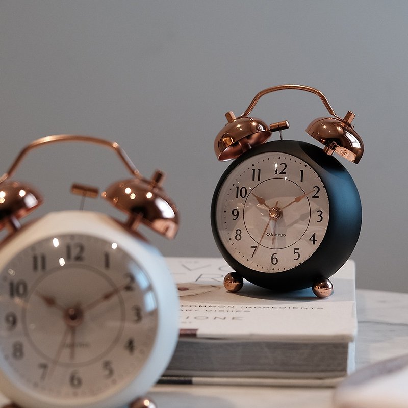 American Retro Rose Gold Bell Alarm Clock-Two Colors (Sweep Second Ultra-Silent/Made in Taiwan/Designed in Taiwan) - นาฬิกา - โลหะ ขาว
