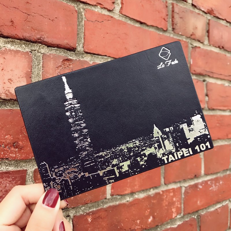 【La Fede】Taipei 101 night view hot stamping postcard leather vegetable tanning
