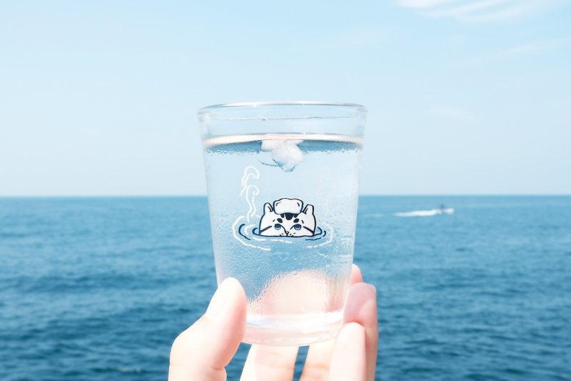 弁当の猫台湾風ガラスタンブラー / 温泉 - グラス・コップ - ガラス ホワイト