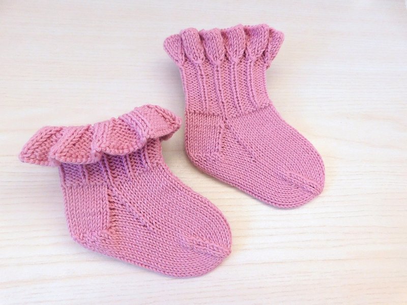 Knit baby cotton socks, Cute newborn girl booties - Socks - Cotton & Hemp 