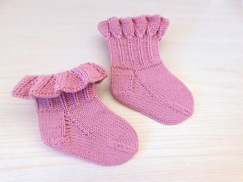 VitalinaKnit Knit baby cotton socks, Cute newborn girl booties