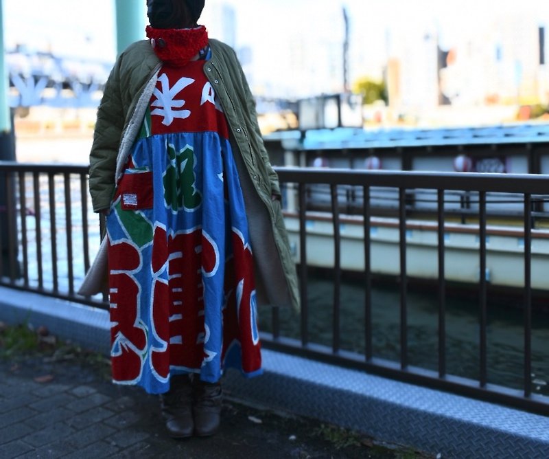 Salopette dress remade from the fisherman&#x27;s flag