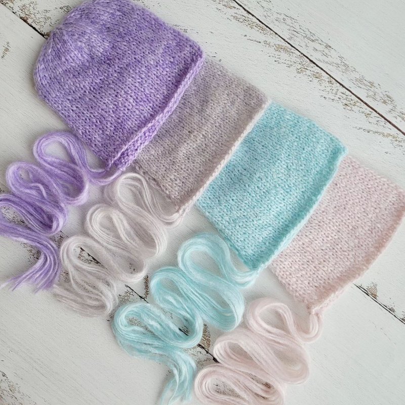 Fluffy newborn bonnet. Baby photo props. - 嬰兒手鍊/飾品 - 羊毛 