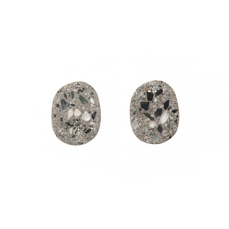 Pebble Earrings (Terrazzo/Original) - Earrings & Clip-ons - Cement Gray