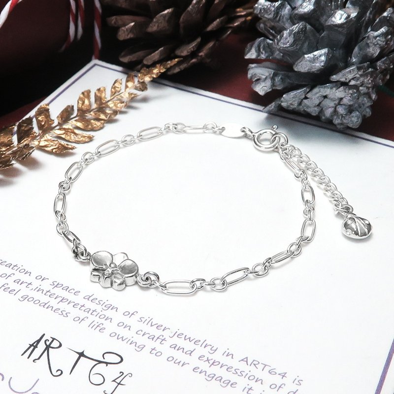 蘭花 射手座 星座花 925純銀手鍊 生日禮物 女生手鍊 - 手鍊/手環 - 純銀 銀色