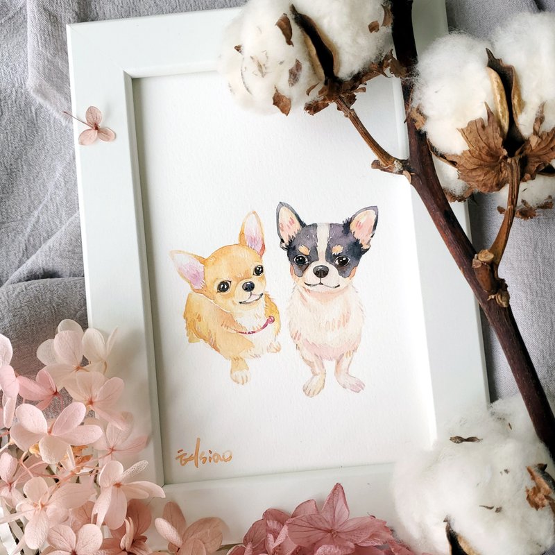 [Cute Style-I Love Furry Children] Like Yan Painting (7 inches without frame) - Customized Portraits - Paper Khaki