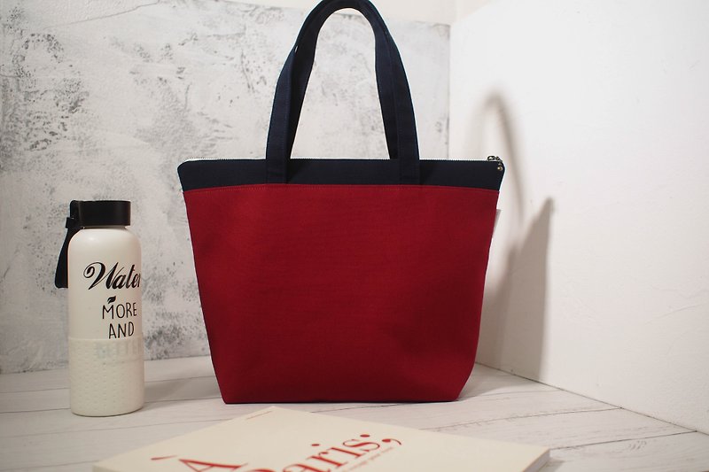 Lianlian M series tote bag/shoulder canvas bag/canvas tote bag/vintage red/out of print - Handbags & Totes - Cotton & Hemp Red