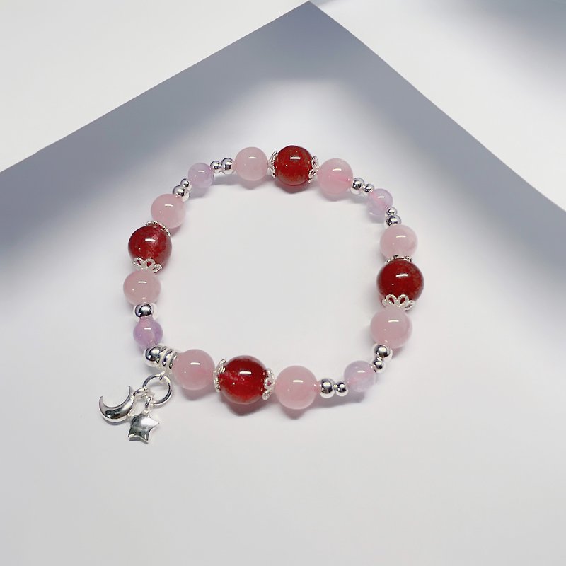 Sweet Love Pink Crystal and Strawberry Crystal - Bracelets - Gemstone Pink