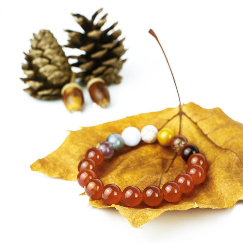 102105七輪調和手串/藍紋瑪瑙/天然/水晶手鏈/能量石/原生態 - 手鍊/手環 - 水晶 多色