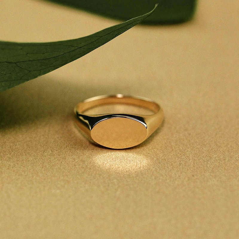 【Purplemay jewellery】14K SOLID GOLD OVAL SIGNET RING - R173 - General Rings - Precious Metals Gold