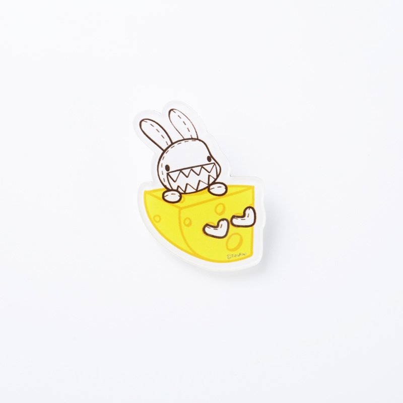 Foufou壓克力別針-Cheese Bunny - 徽章/別針 - 塑膠 黃色